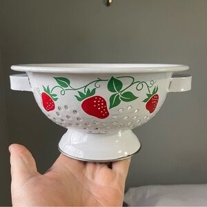 Teleflora Vintage metal strainer made in Korea strawberry vines